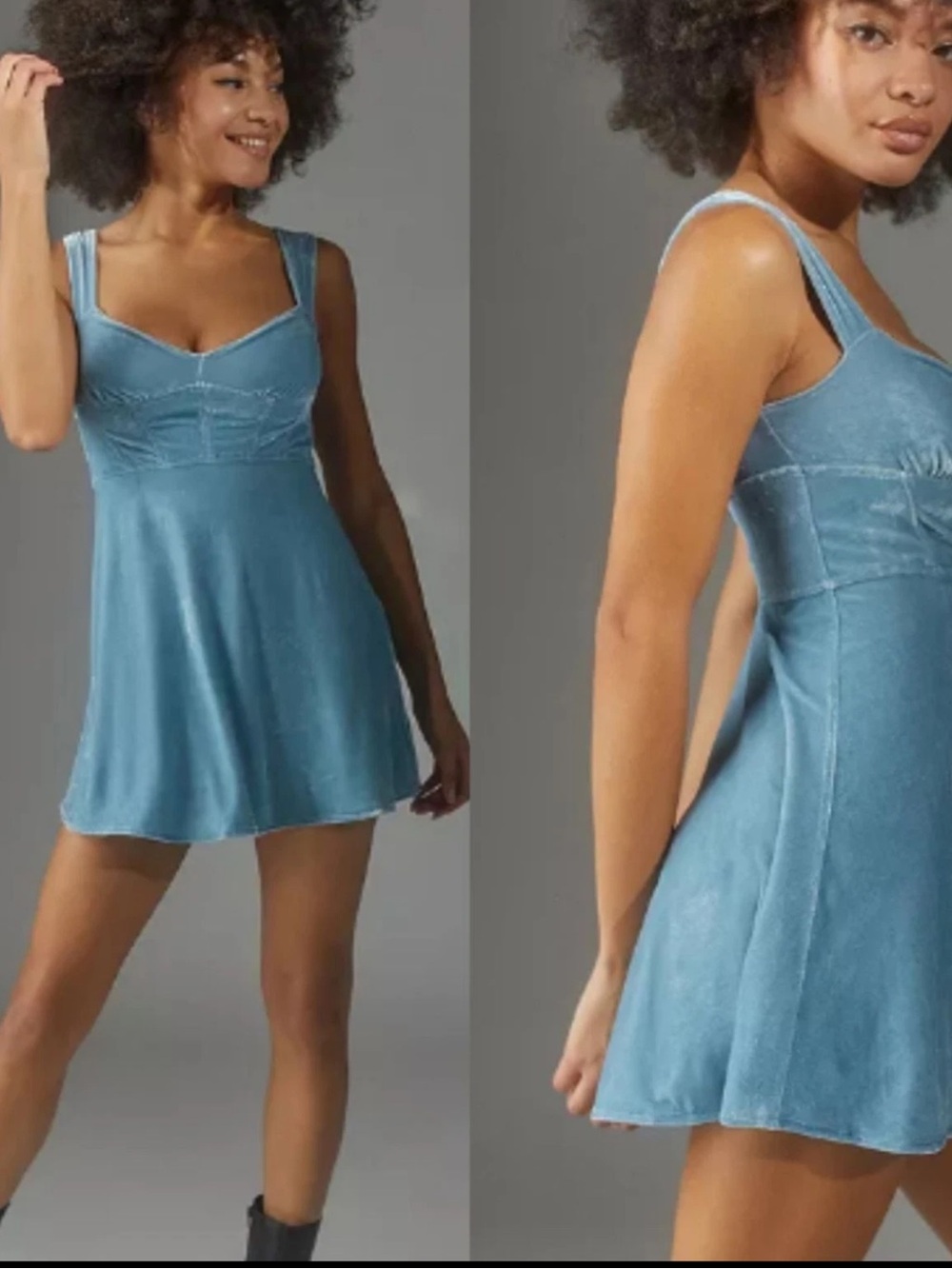Urban Outfitters Blue Velvet Corset Mini Dress